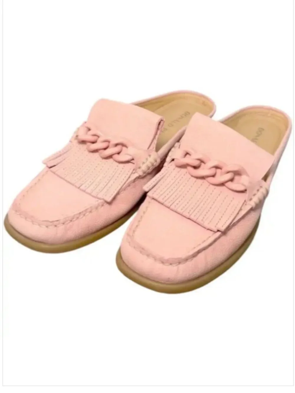 DONALD J. PLINER Pink Mika Fringe Loafer Mules Size 6.5